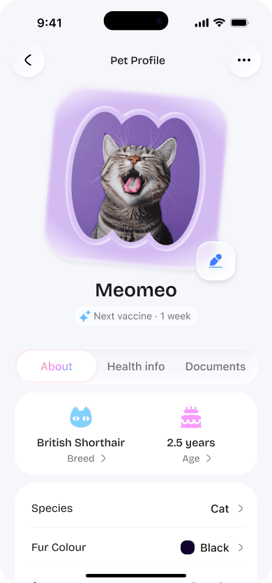 Hồ sơ sức khỏe thú cưng trong Petio
